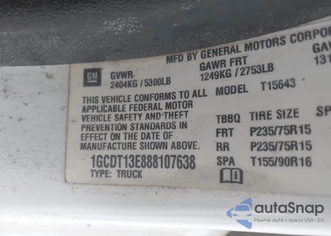 2008 Chevrolet Colorado Lt from USA, damaged, VIN 1GCDT13E888107638